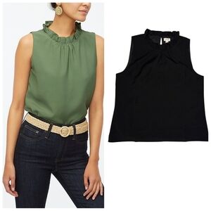 J. Crew Factory Ruffleneck Top Sleeveless Black WOMEN'S medium Style AY481